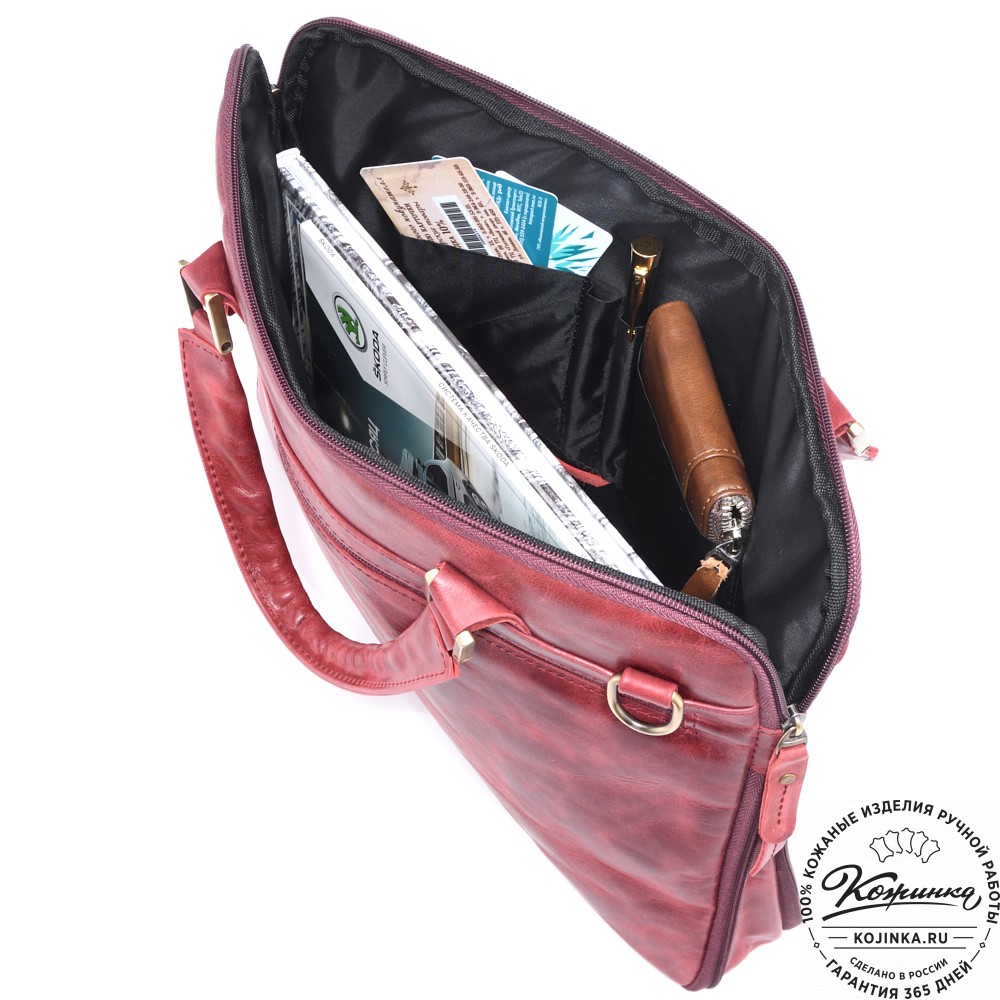 Кожаная деловая сумка "Ральф" (бордо антик) 